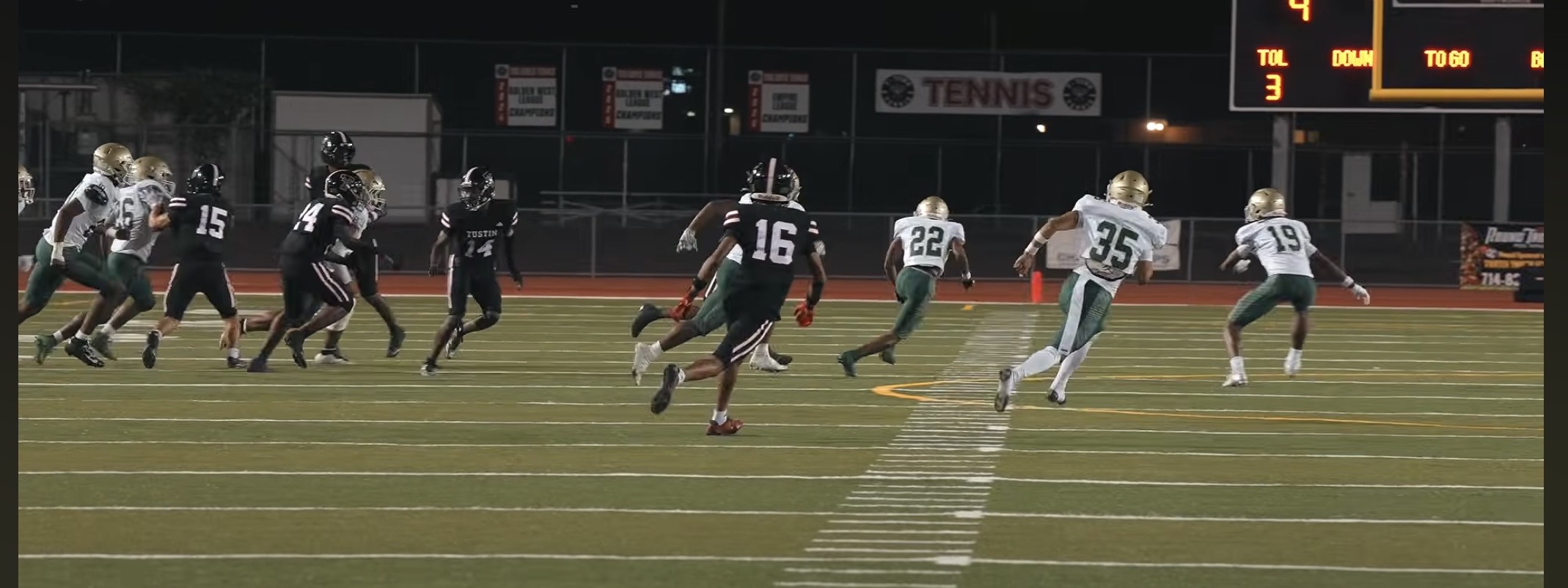 Ezra Rane Woodard number 22 pursuing the play against Tustin