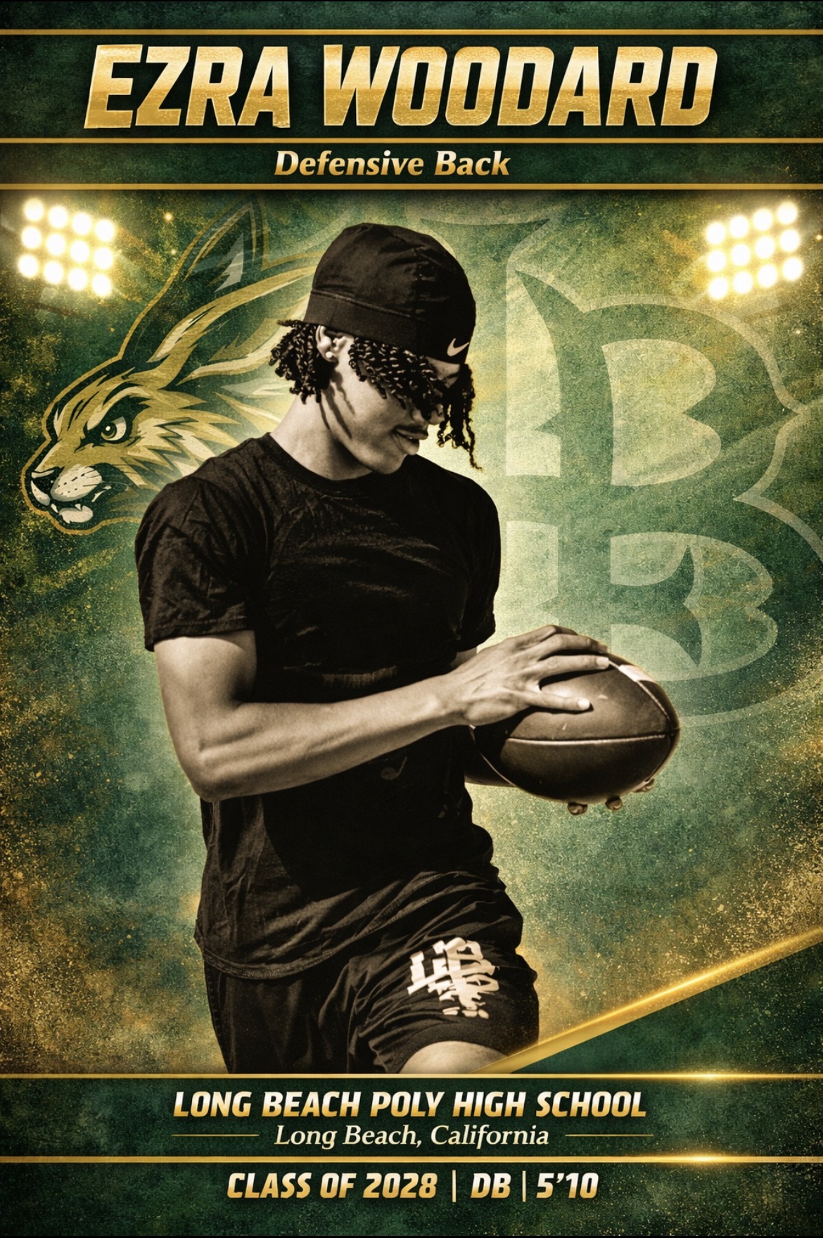 Ezra Woodard Class of 2028 defensive back recruiting graphic
